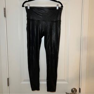 Spanx Black Faux Leather Leggings Size XL Petite